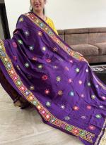 Silk Purple Navratri Wear Embroidery Work Dupatta